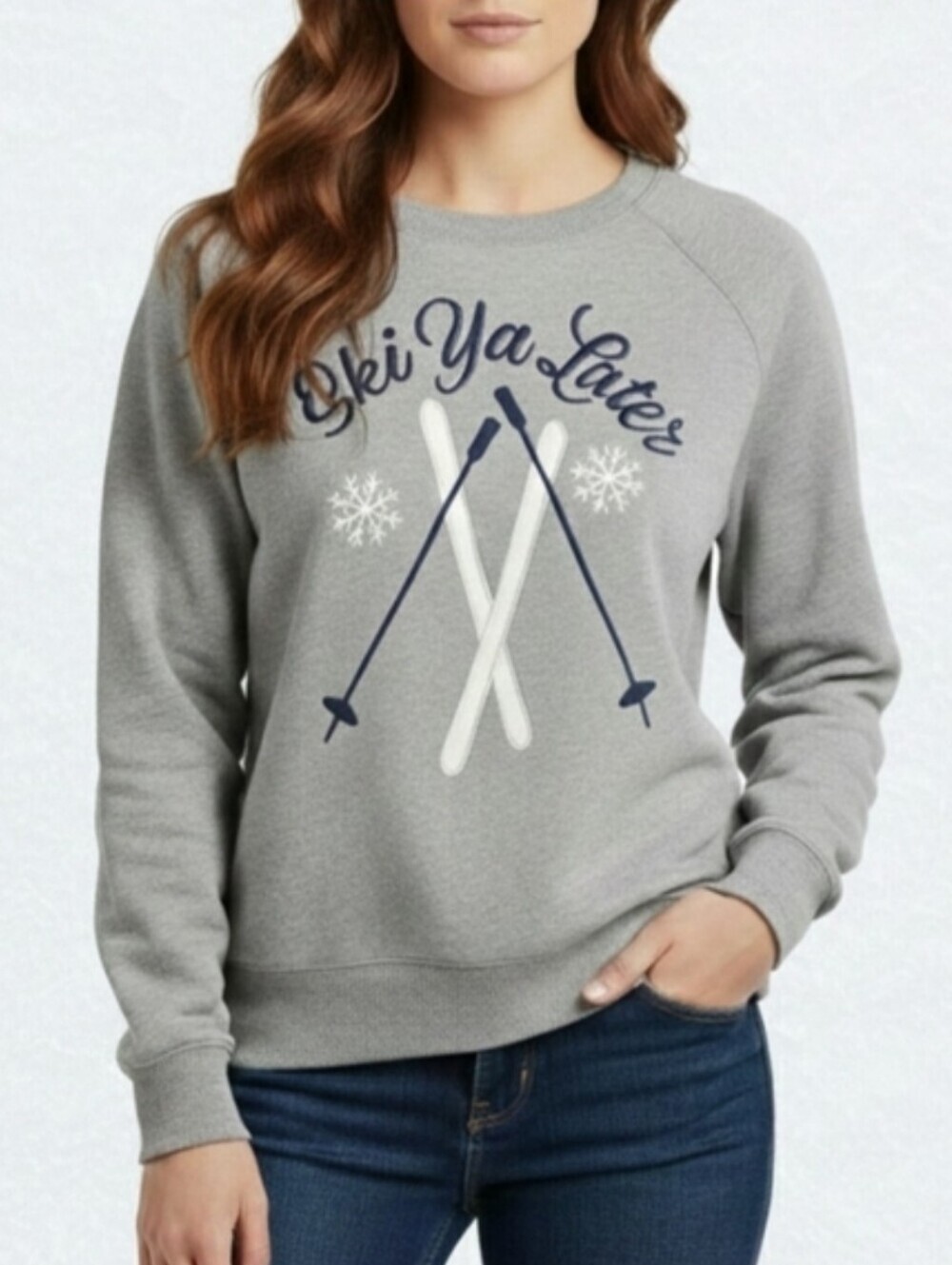 Wildfox Grey "Ski Ya Later" Crewneck Sweatshirt, Size XS ~ EUC
